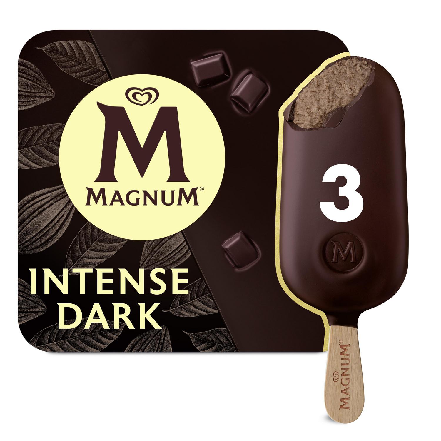 Bombón helado Intense Dark 70% cacao Collection Magnum sin gluten 3 ud. — otra vista del envase