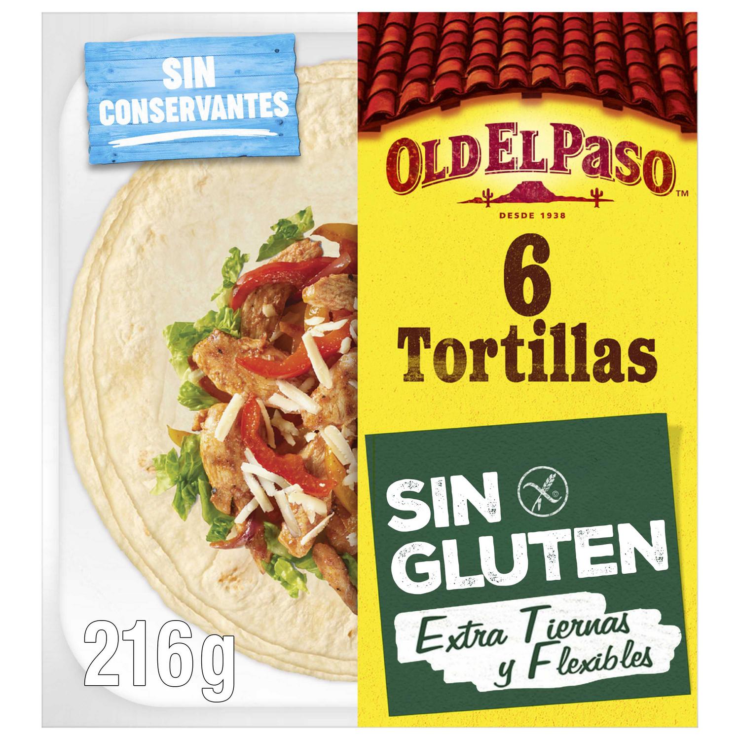Tortillas mexicanas extra tiernas Old El Paso sin gluten pack de 6 unidades de 36 g. — otra vista del envase