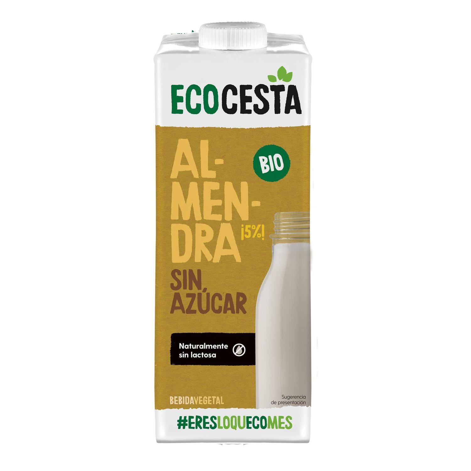 Bebida de almendra sin azúcar ecológica EcoCesta sin gluten brik 1 l. — otra vista del envase
