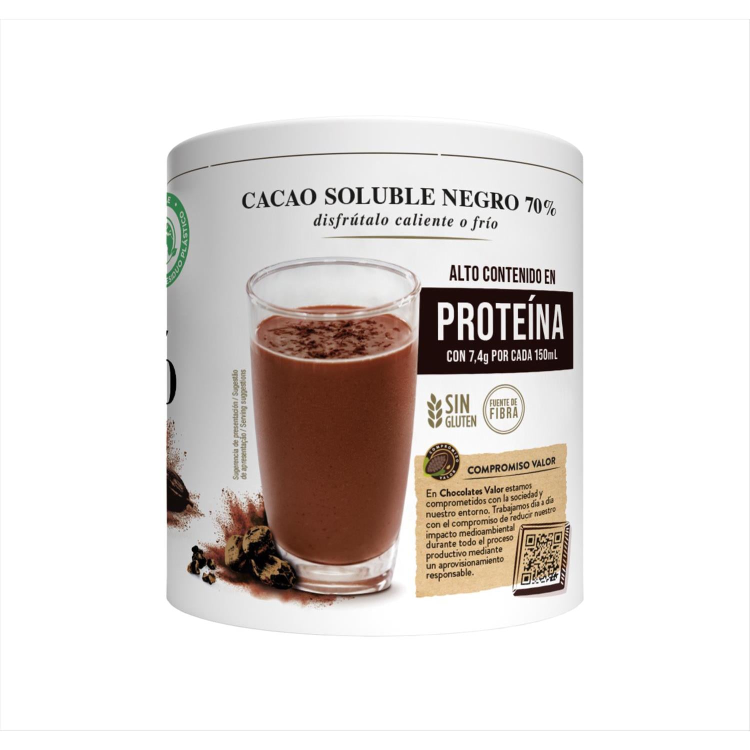 Cacao negro intenso soluble 70% Valor sin gluten 300 g. — otra vista del envase