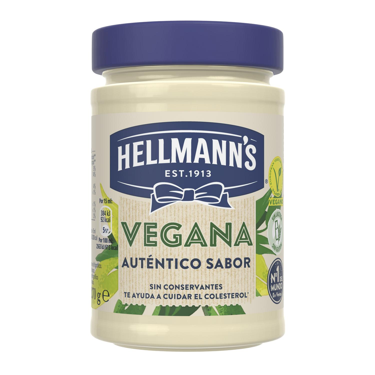Salsa vegana Hellmann’s sin gluten y sin lactosa 270 g. — otra vista del envase
