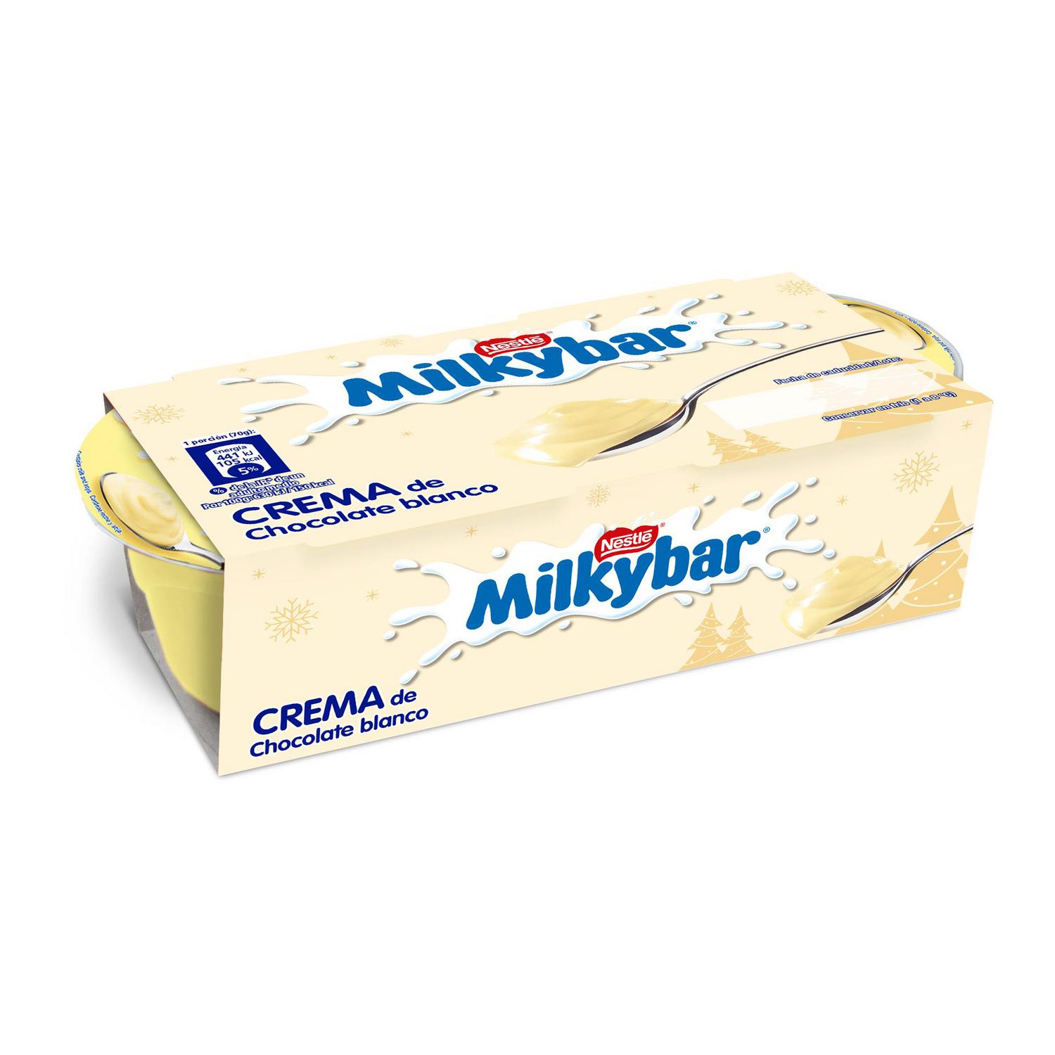 Crema de chocolate blanco Nestlé Milkybar sin gluten pack de 2 unidades de 70 g. — otra vista del envase