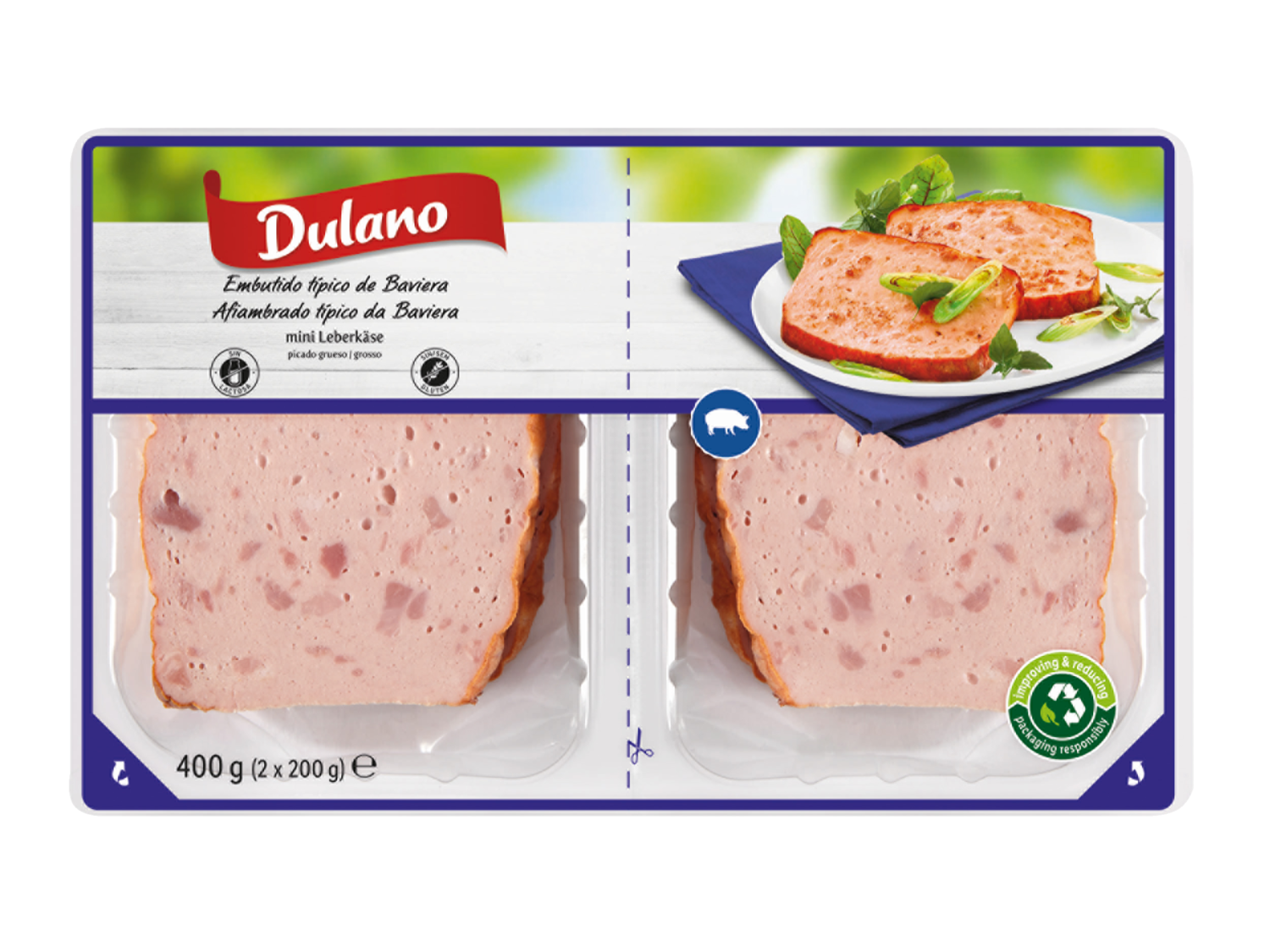 Embutido de cerdo / Pavo Baviera — otra vista del envase