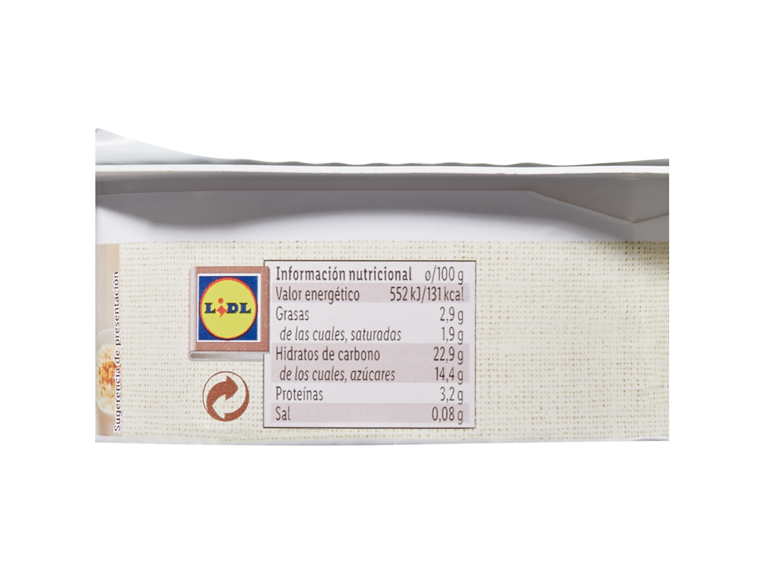 SOL&MAR Arroz con leche — otra vista del envase