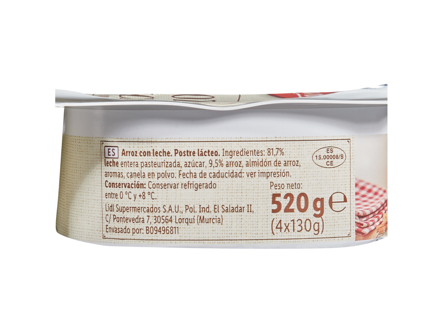 SOL&MAR Arroz con leche — otra vista del envase
