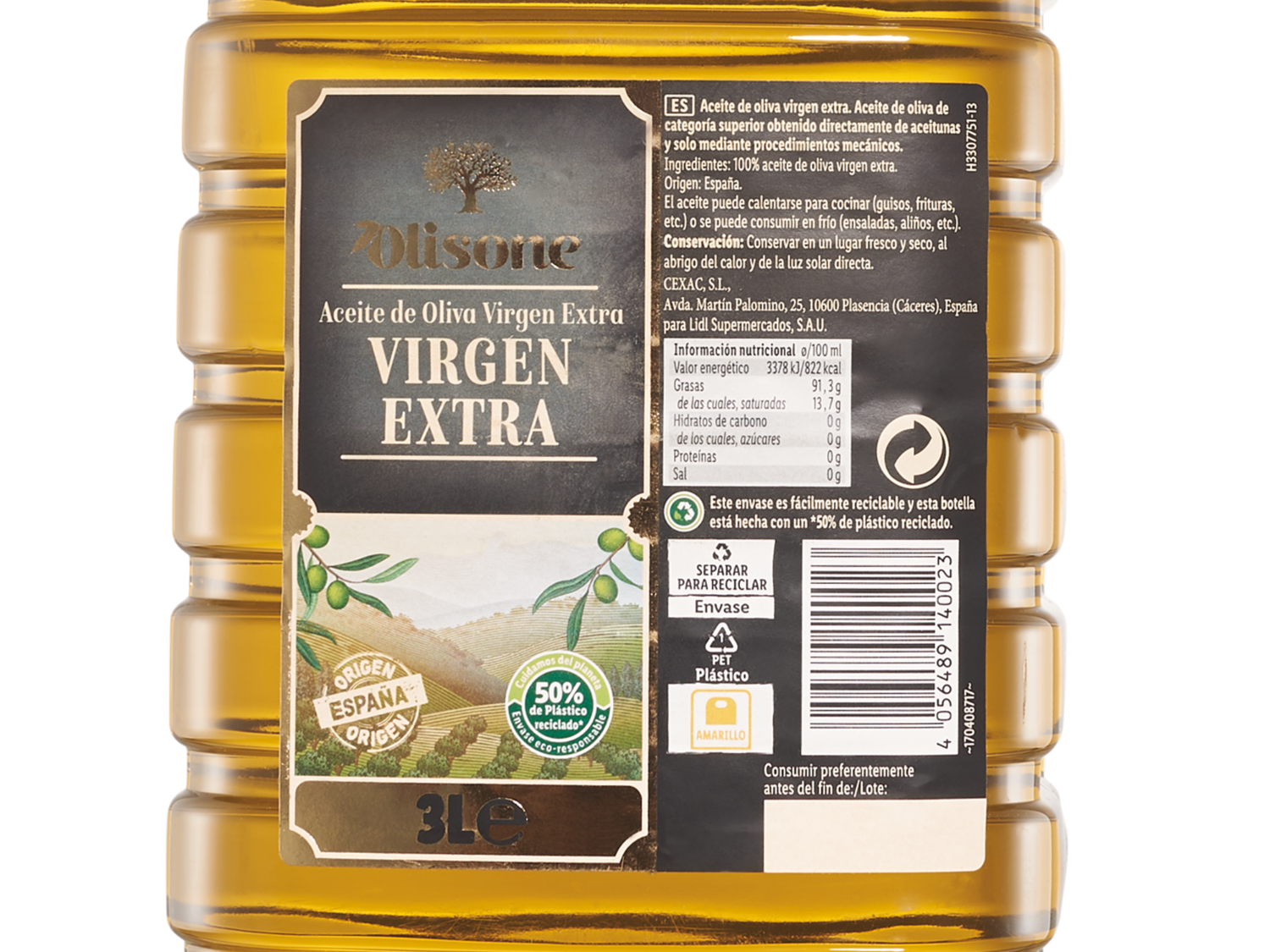 Oli Sone Aceite de oliva virgen extra — otra vista del envase