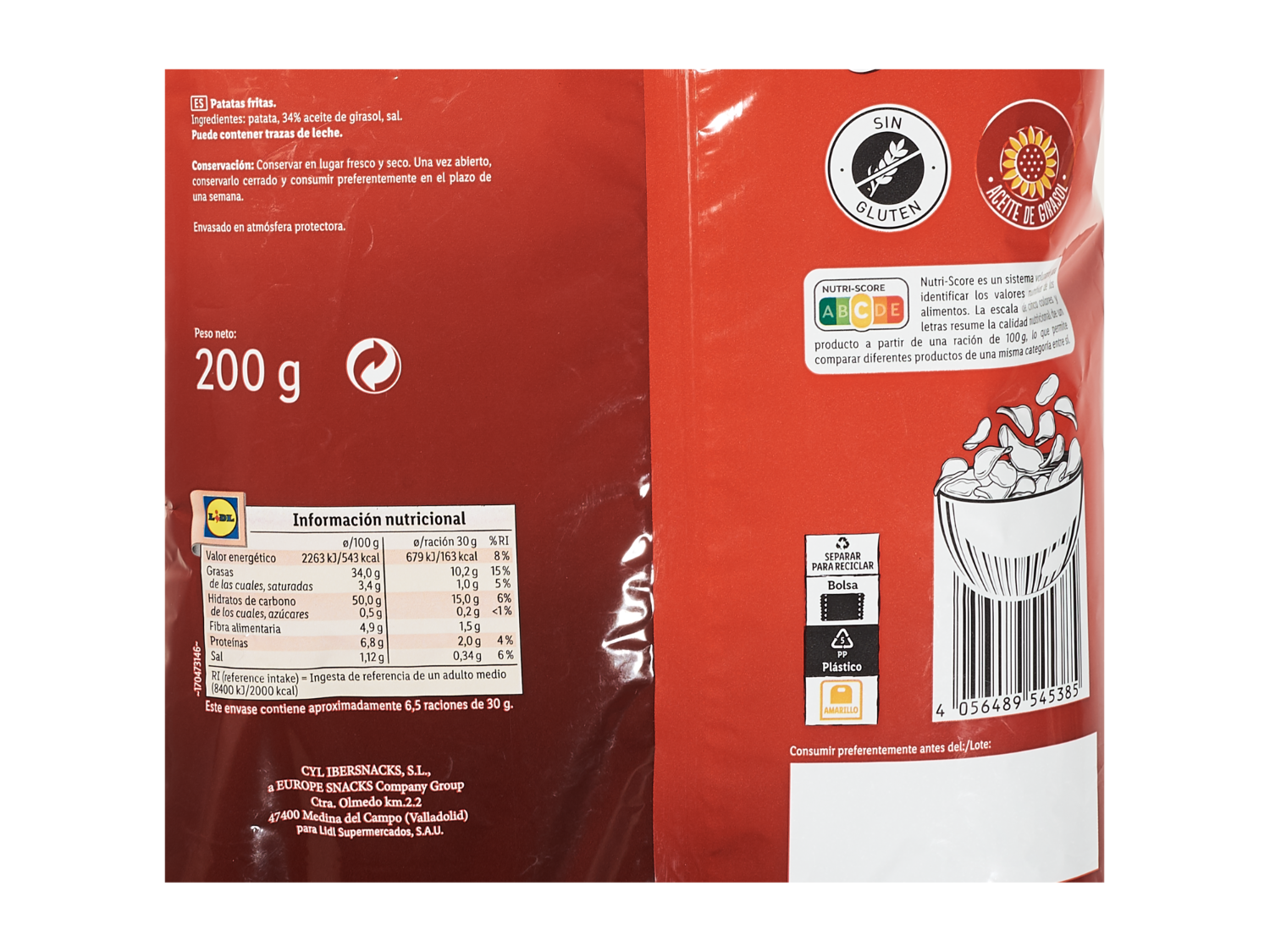 Snack Day Chips al punto de sal — otra vista del envase