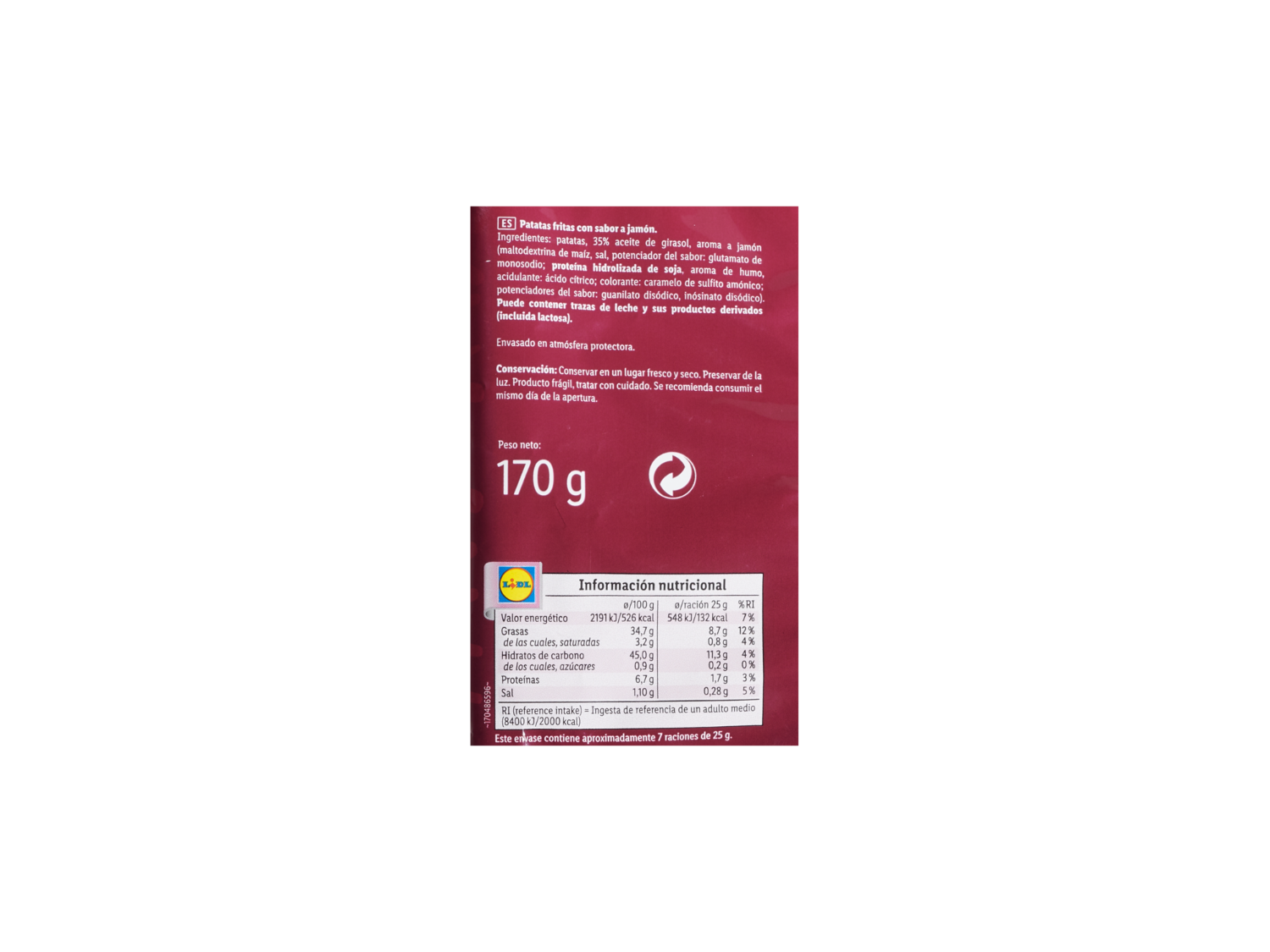 Snack Day Chips sabor jamón — otra vista del envase