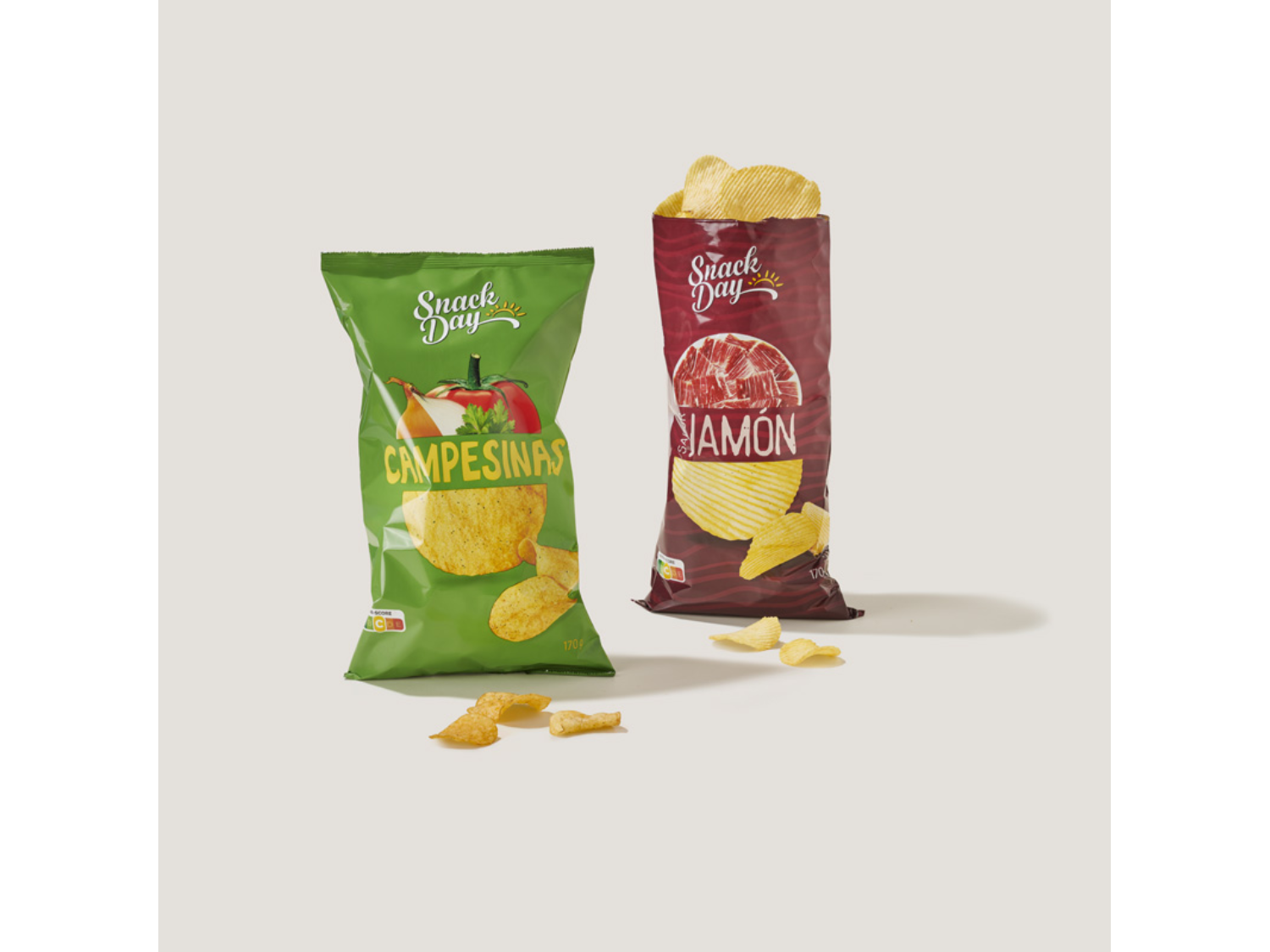 Snack Day Chips sabor jamón — otra vista del envase