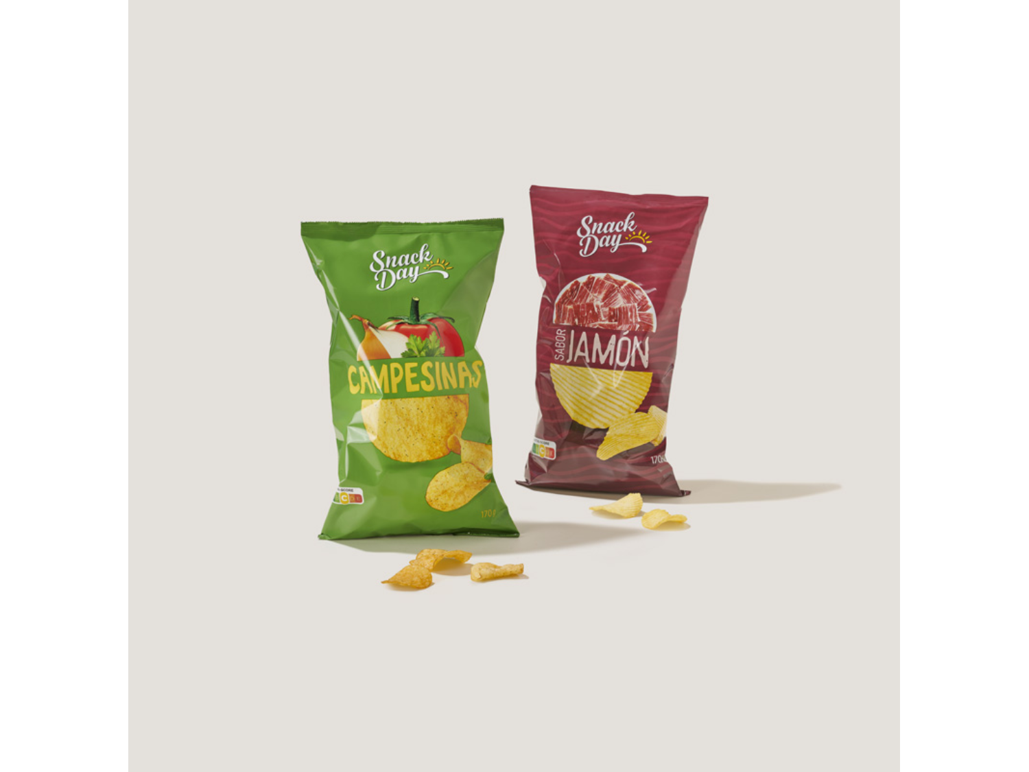 Snack Day Chips sabor jamón — otra vista del envase