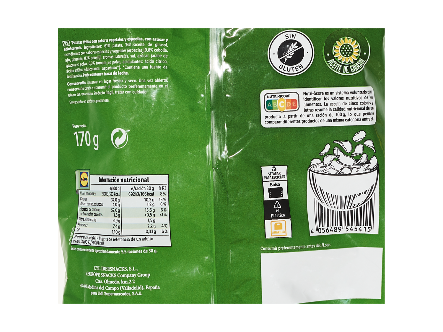 Snack Day Campesinas — otra vista del envase