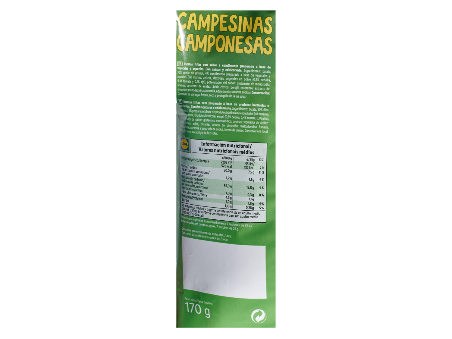 Snack Day Campesinas — otra vista del envase