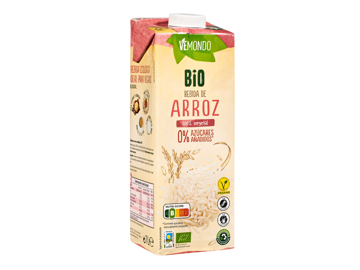 Vemondo Bebida de arroz — otra vista del envase