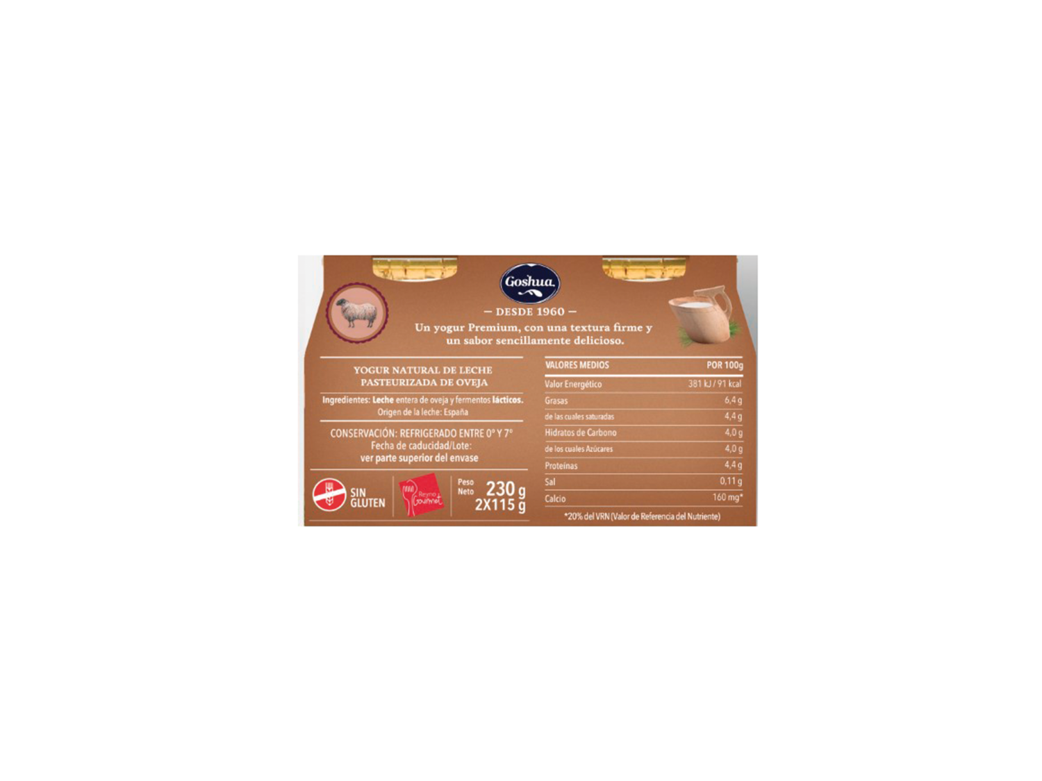 Yogur natural de oveja — otra vista del envase