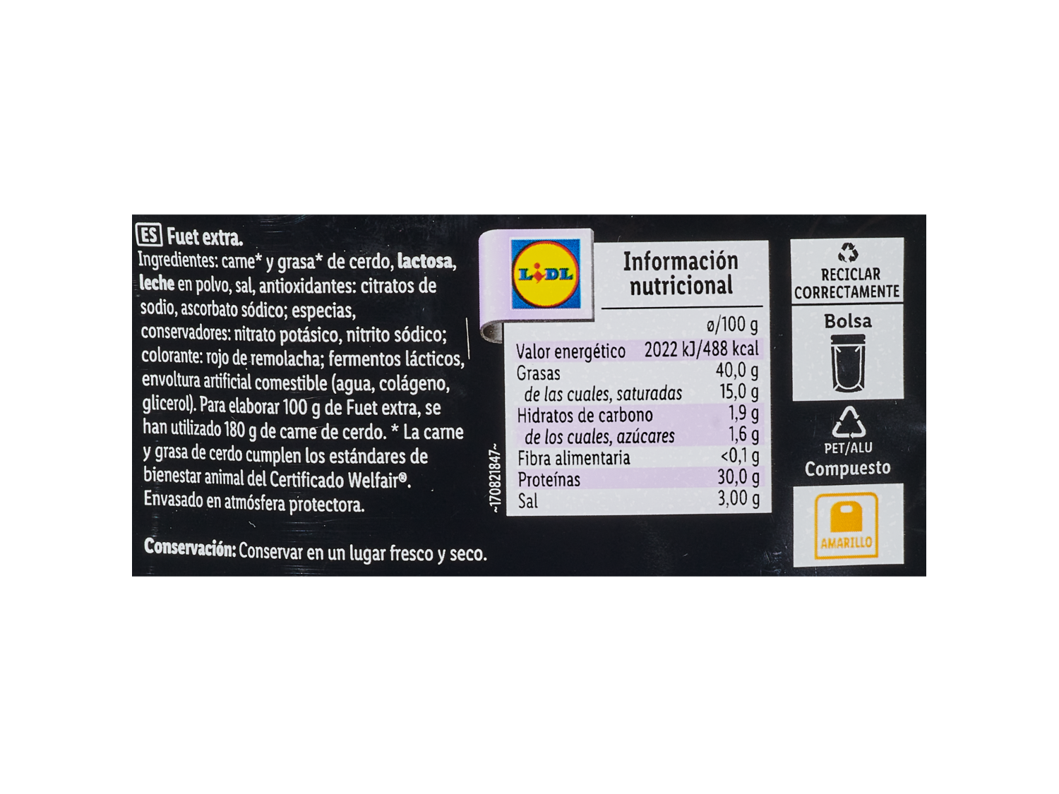 Snack — otra vista del envase