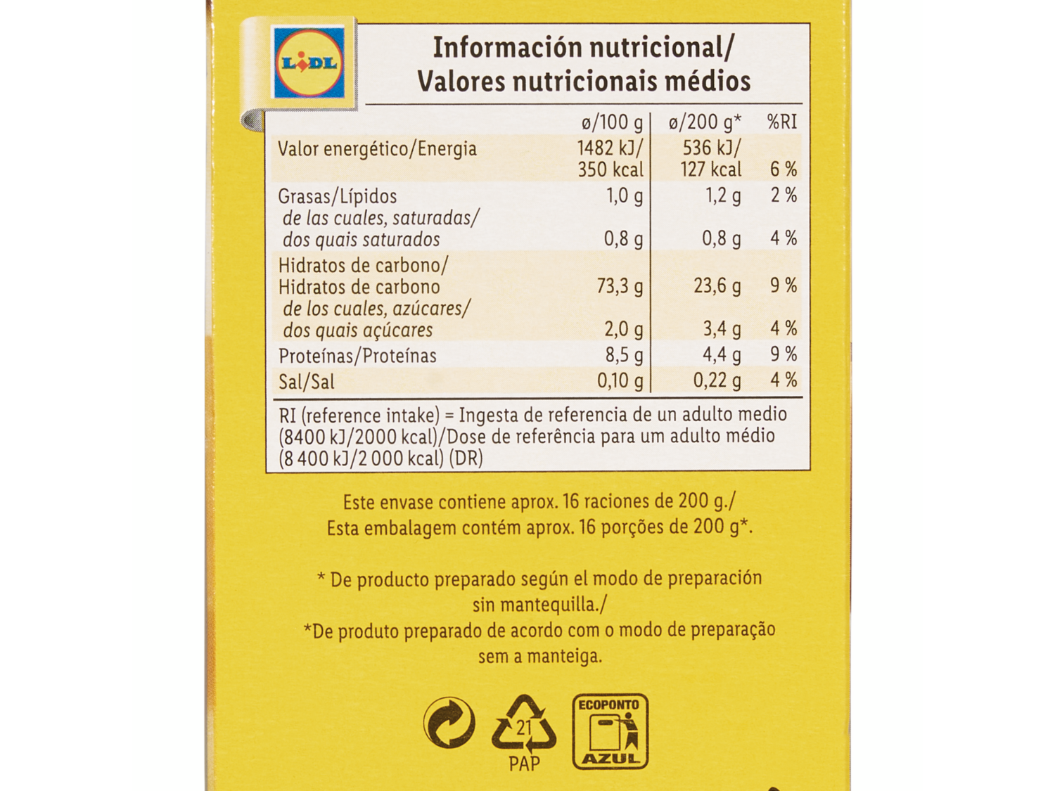 HARVEST BASKET Puré de patatas — otra vista del envase