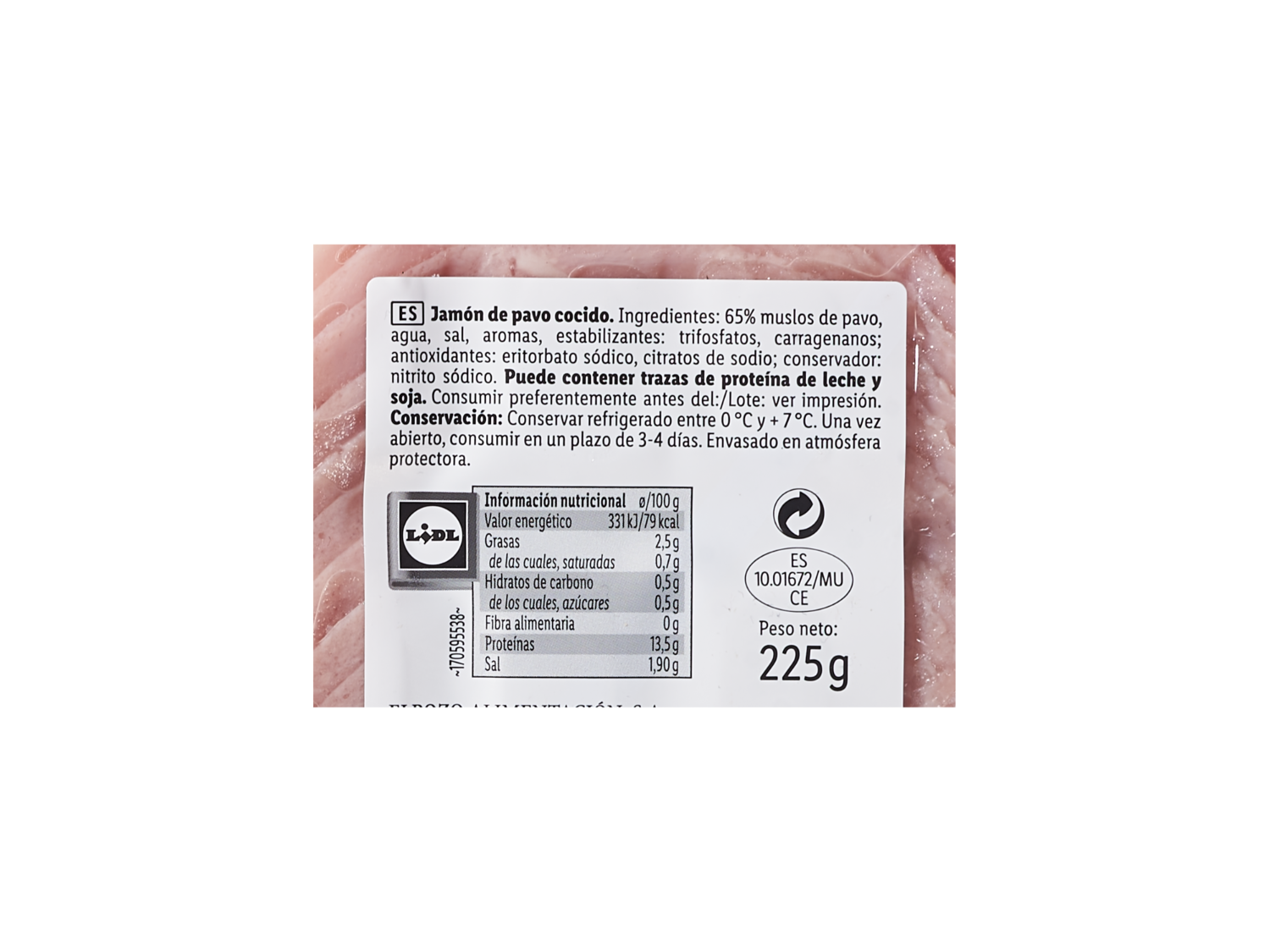 Realvalle Jamón de pavo — otra vista del envase