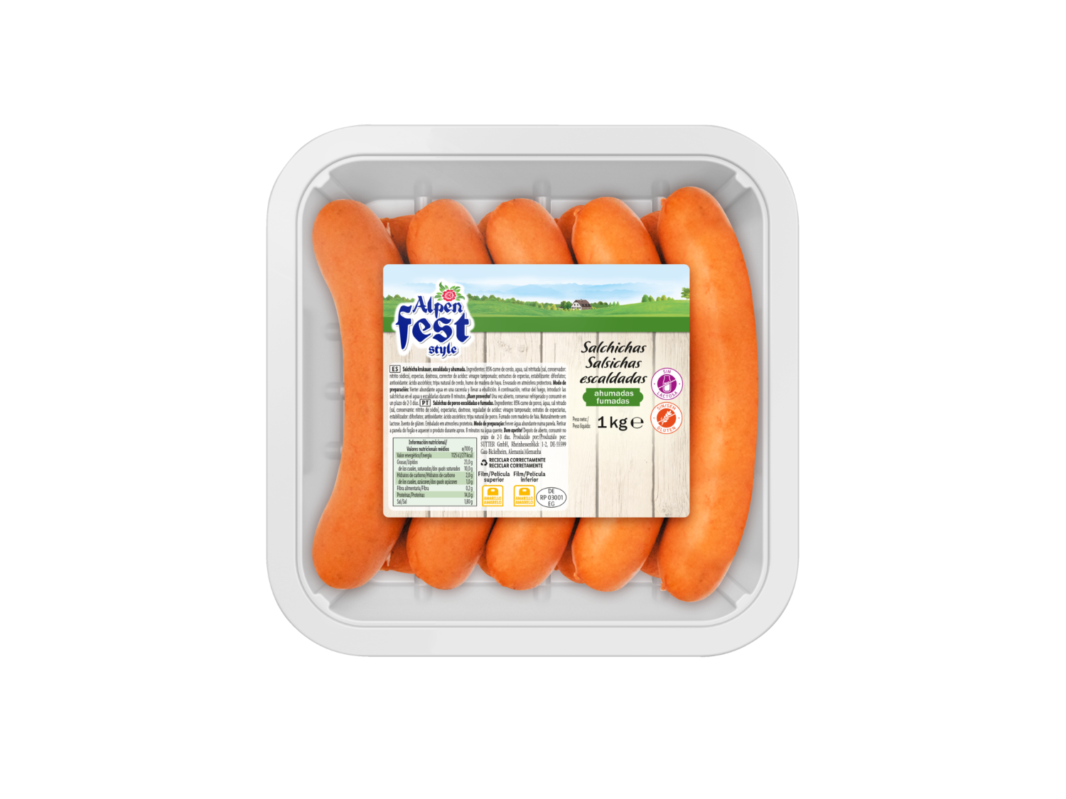 DULANO Salchichas tipo Bockwurst — otra vista del envase