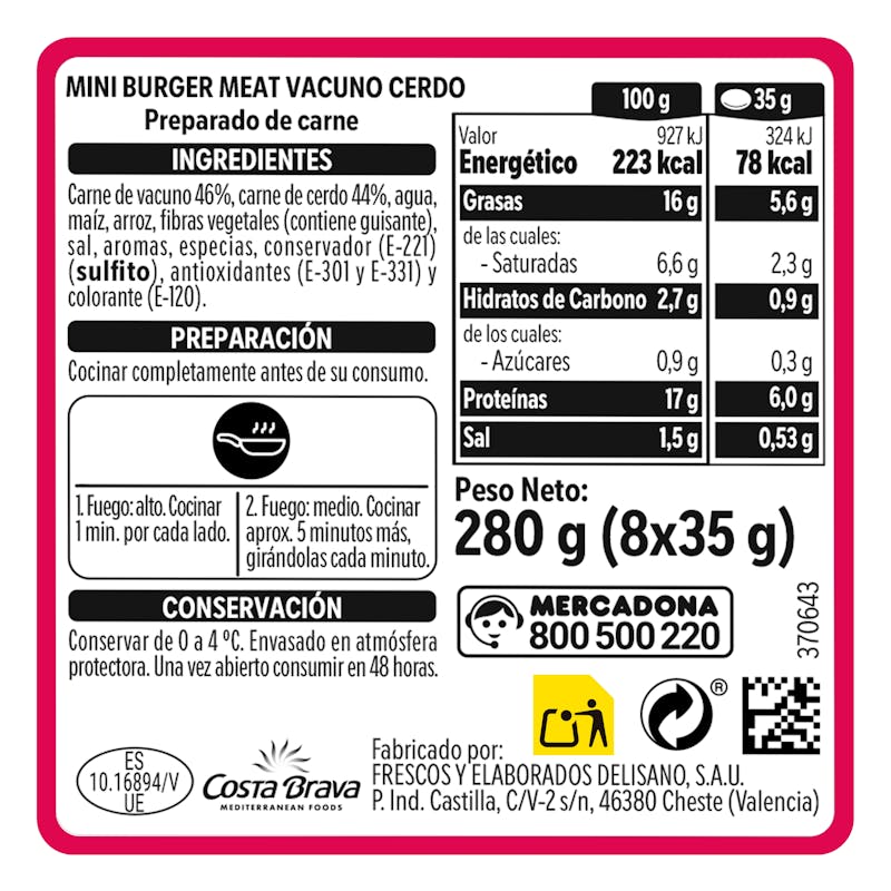 Mini burgers de vacuno y cerdo — otra vista del envase
