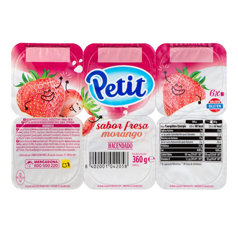 Petit sabor fresa Hacendado — otra vista del envase