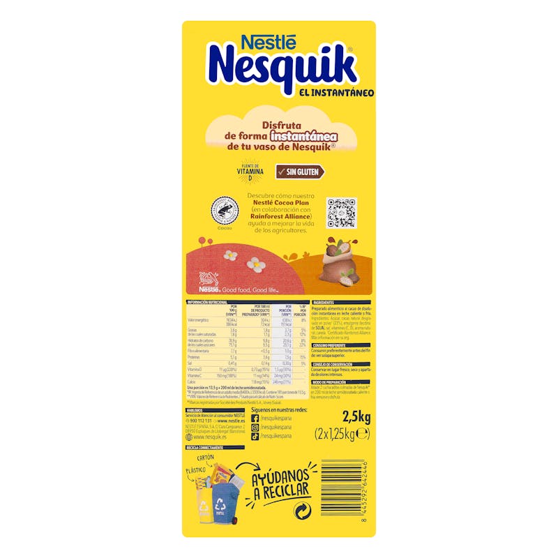 Cacao soluble instantáneo Nesquik — otra vista del envase