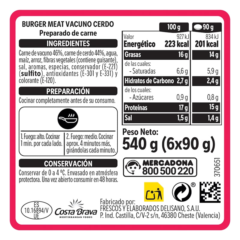 Burger de vacuno y cerdo — otra vista del envase
