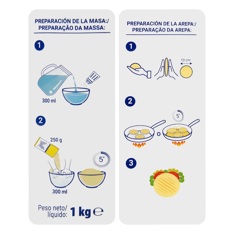 Harina de maíz blanco precocida Hacendado — otra vista del envase