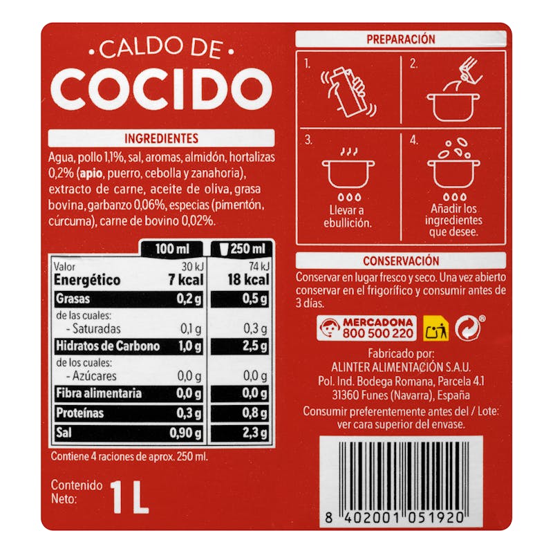 Caldo de cocido Hacendado — otra vista del envase