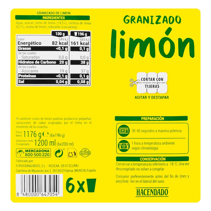 Granizado de limón Hacendado — otra vista del envase