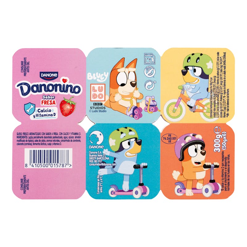 Danonino sabor fresa Danone — otra vista del envase