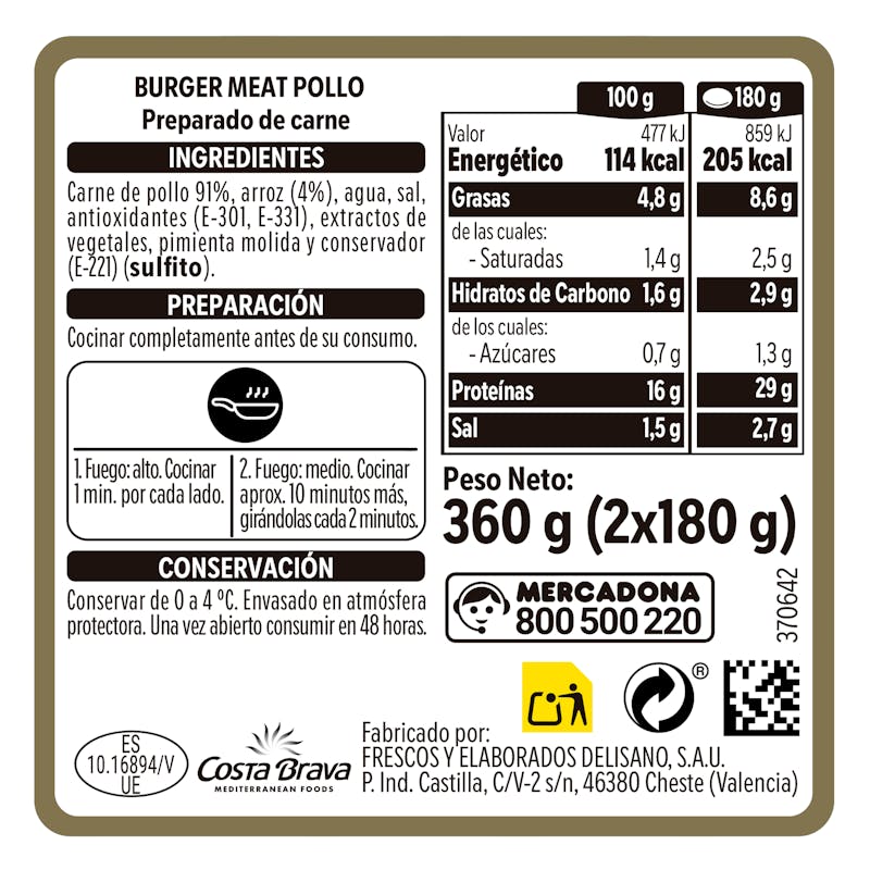 Burger de pollo gruesa — otra vista del envase